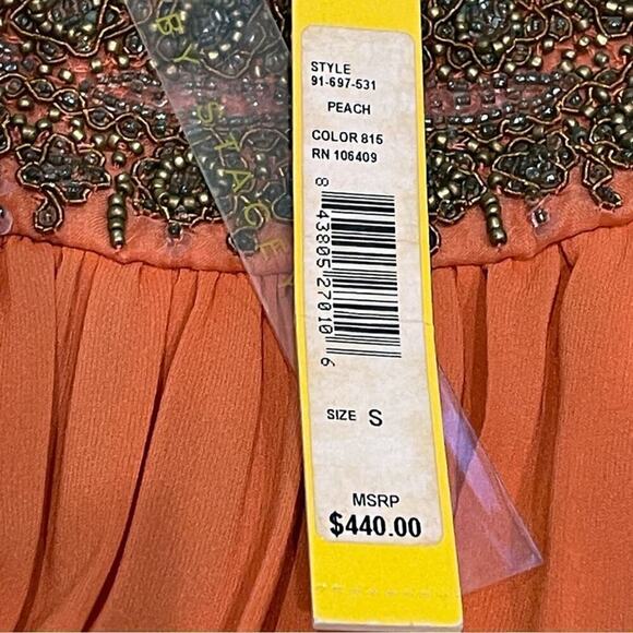 Alice + Olivia Dress Peach Gertie Silk Embellished Quiet Luxury Cosplay NEW - Picture 10 of 11